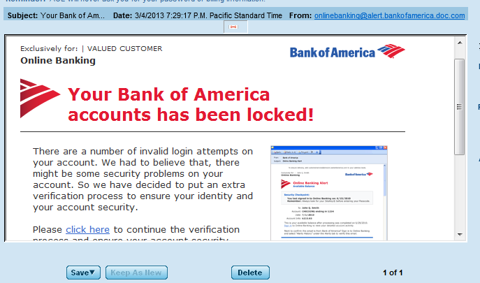 phishing email bank