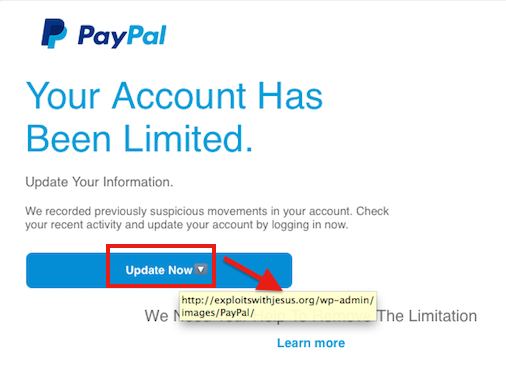 paypal spam email