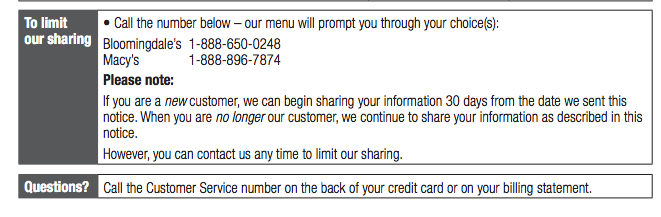 Notice you can skip right down to the clearly marked "Limit our Sharing" portion of the privacy notice.