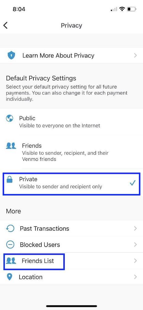 Friend List Privacy Settings